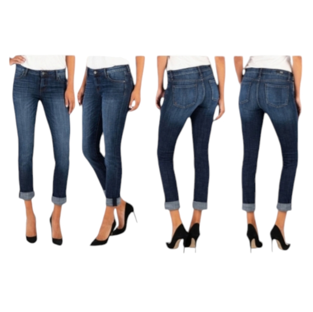 Kut from the Kloth Women's Catherine Boyfriend Jeans Mid Rise Blue Wash Size 8